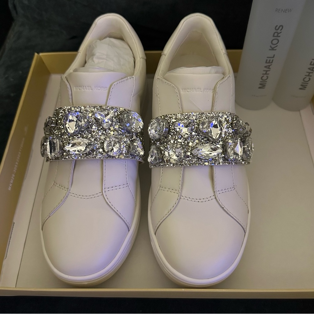 Michael Kors Kenna Cream jewel sneakers with renew, and protect product Size 6